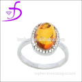 2014 hot design natural stone ring amber ring with CZ